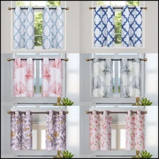 2 PANELS 7LO BIG FLOWER PRINTED DESIGN WINDOW TIER CURTAIN BLACKOUT 36" LENGTH