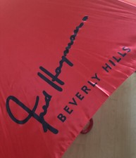 Vintage Fred Hayman Beverly Hills Women With Stars Red Large Umbrella
