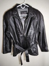 Wilsons Leather Womens Jacket Coat Size M Black Thinsulate Removable Lining Belt