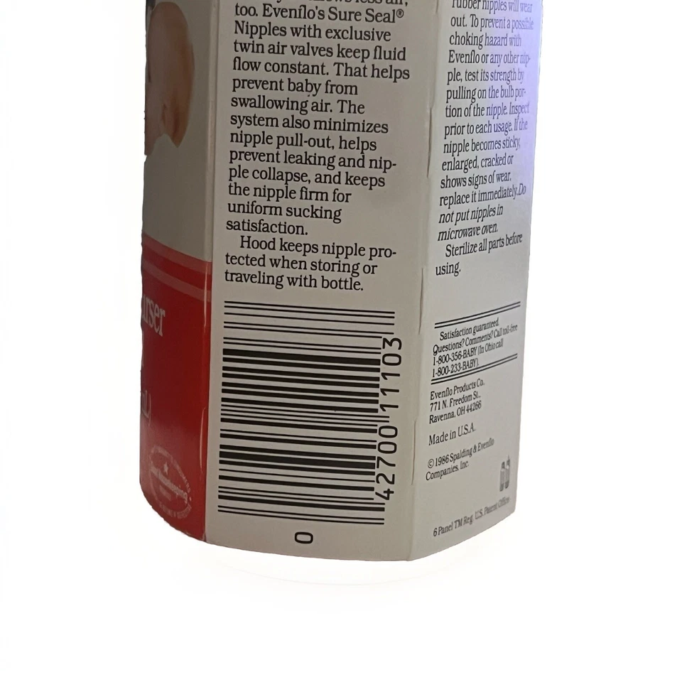 Evenflo 1996 8 OZ biberón pezón y tapa biberón de plástico rosa paquete original Foto 4 de 4