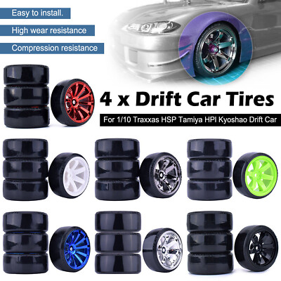 4PCS Tyre Drift Tires Wheels 12mm Hex for HPI HSP 1:10 RC On Road Racing Car
