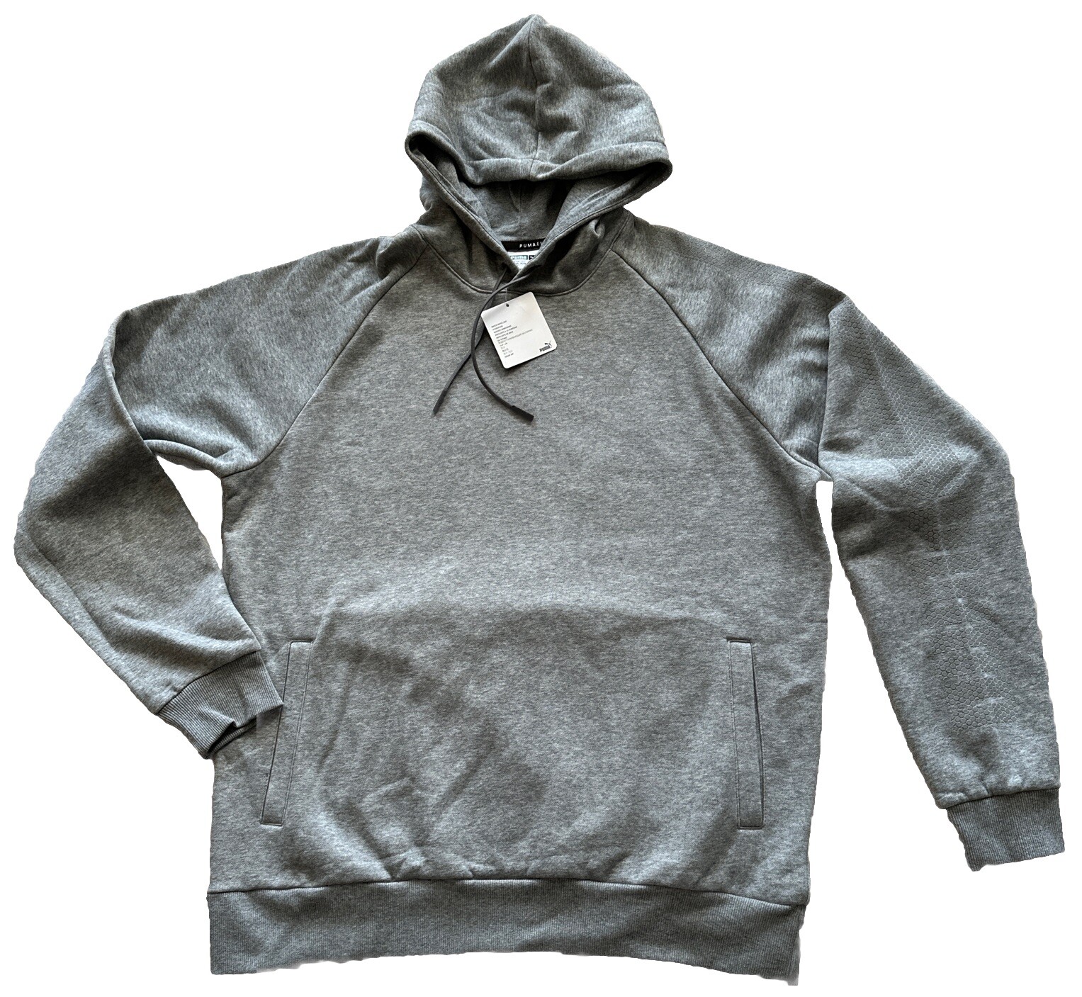 Puma Men’s Heather Gray Evo Core Hoodie X-Large Kangaroo Pockets Water Repellent