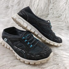 SKECHERS Black Blue Slip On Casual Comfort Shoes Womens Size 6