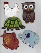 Wooden Animals for Nursery Mobile, Crafts, Ornaments, Education. Hand Painted.