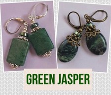 GREEN JASPER Hematite Leverback handcrafted CHOOSE