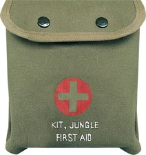 Olive Drab M-1 Jungle Military Red Cross Emergency First Aid Kit with Supplies