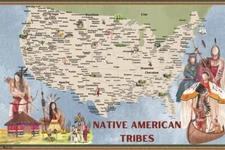 Native American Tribe State Icons Map Indigenous People Art Print Poster 18x12