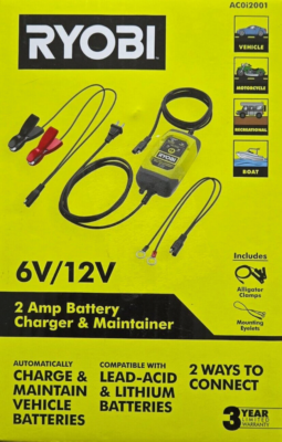 #ad RYOBI 2 Amp 6V 12V Battery tender amp; Maintainer amp; Charger amp; Float. AC0i2001 $42.00