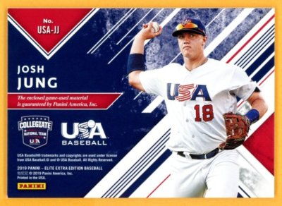 スポーツ選手 2019 ELITE EXTRA EDITION josh jung auto JOSH JUNG 2019 Elite Extra Edition USA Orange GU MEM Rookie SER #d