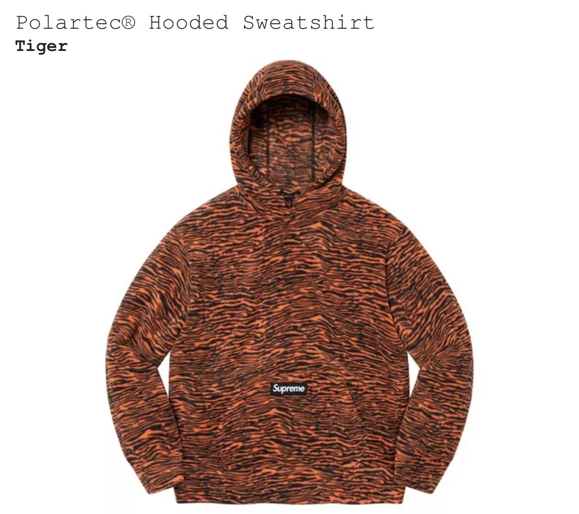 Brand New Supreme® x Polartec® Hooded Sweatshirt Tiger Size Medium FW21