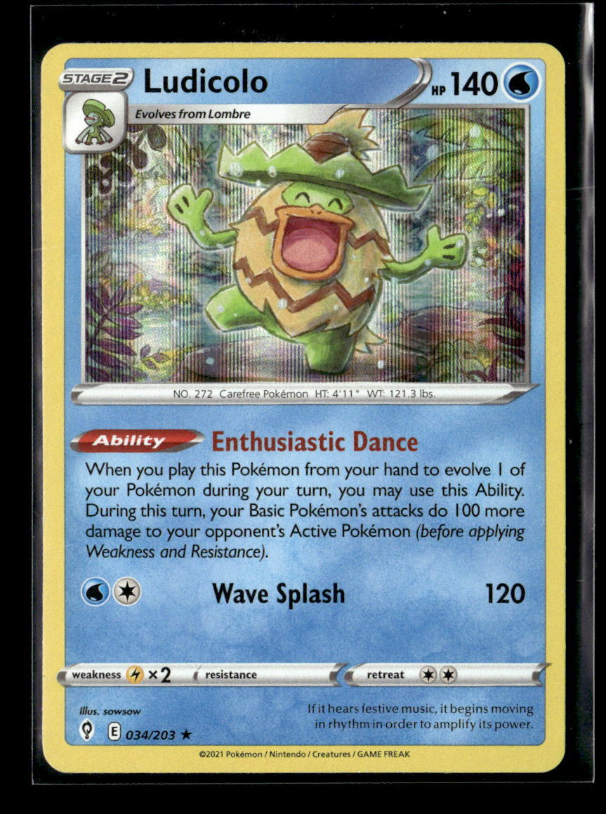 Pokemon Ludicolo 034/203 EvolvingSkies Holo Rare 3 Card Lot