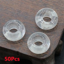 50Pcs 14x8mm Natural White Crystal Rondelle Large Hole Beads Spacer Bead HT605