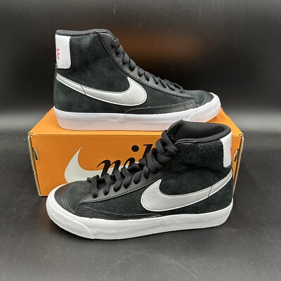 Nike Blazer '77 Mid Vintage DA4283-001 Black Metallic Silver Women s Size 6