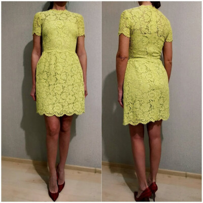 Valentino Yellow Lace Floral Short Sheer Cocktail Italy Designer Dress IT38  | eBay