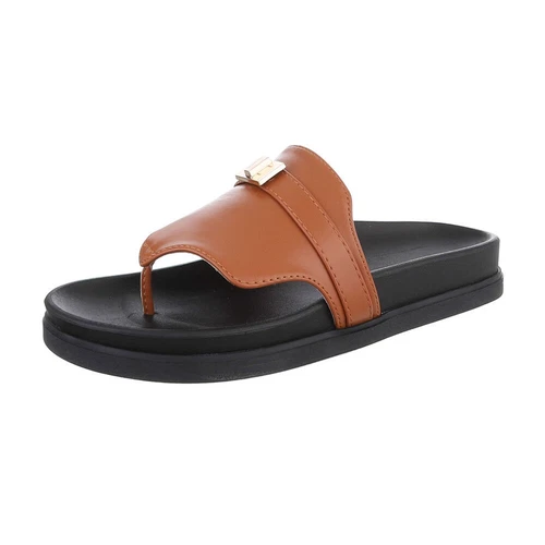 Ladies Flip Flops Shoes 9959 Ital Design In Camel