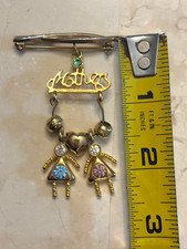 2 Girl Birthstone Mother Kid Pendant Charm Mom Gift Daughter Pink Blue Green