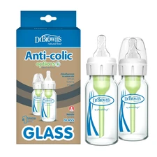 Dr. Brown's Natural Flow Options+ Narrow Glass Baby Bottles 4oz 2-Pack New