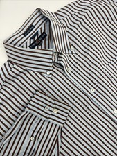 TOMMY HILFIGER Mens Long Sleeve Button Up 80's 2 Ply Fabric Blue Shirt Size XL