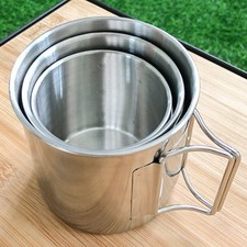 304 Stainless Steel Portable Folding Cup with Handle for Any Adventure