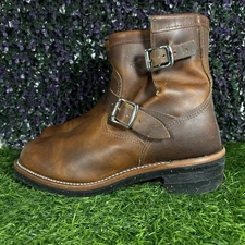 Chippewa Engineer Work Boots 7"Mens Size 9 E  Brown Leather Buckle Comfort