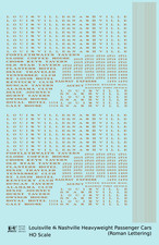 K4 HO Decals Louisville and Nashville Heavyweight Passenger Car Bronze Gold