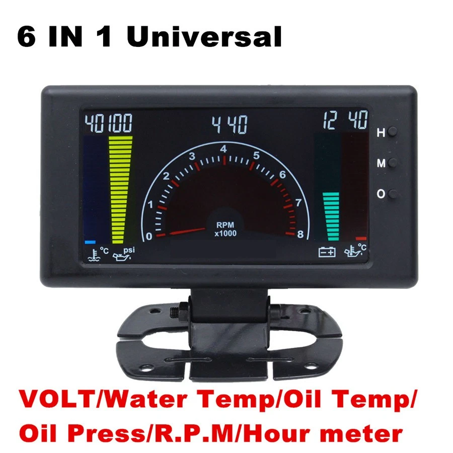 5"LCD Digital 6in1 Multifunction Gauge Car Tachometer/Water Temp/Clock/RPM Meter - Image 3 of 4