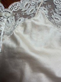 Vintage Christian Dior Lace Slip Camisole Ivory Satin Top Union Made M Upcycle