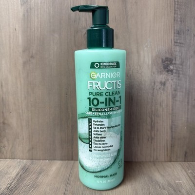 New Garnier, Fructis Pure Clean 10-in-1 Care and Styling Leave In Cream, 12 Oz