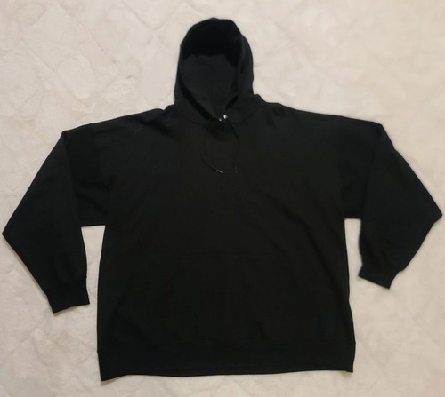 Felpa con cappuccio Hanes bianca vintage anni 90 uomo 2XL nera pullover chiusura cappuccio misto cotone - Foto 2 di 16