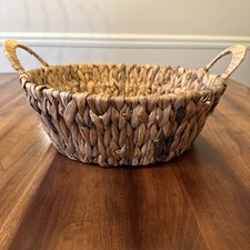 Woven Hand Made Storage Basket W/ Handles Large Natural Water Hyacinth