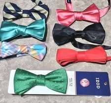  6 Piece Lot Gentlemen's Assorted, Pre-Tied Adjustable Designer Bow Ties