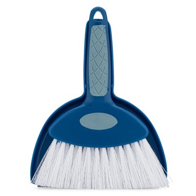 Small Broom with Snap on Dust Pan Blue Hefty Durable (1)