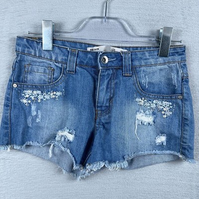 Denim Co Vintage 1969 Cut Off Short Size W28 Sequin Distressed 100% Cotton Blue