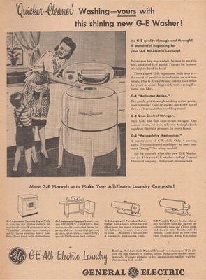 #ad 1946 GE All Electric Washer Vintage Print Ad Mid Century Modern Home Appliance $12.88