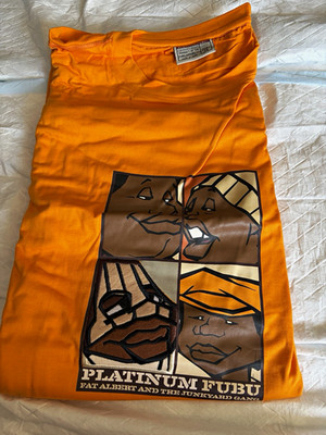 FUBU Platinum Herren T-Shirt Orange Logo-Grafikdruck Rundhals Größe 5XL
