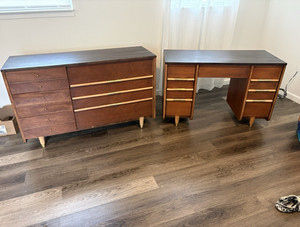 Vintage Harmony House Refinished Desk & Dresser Set