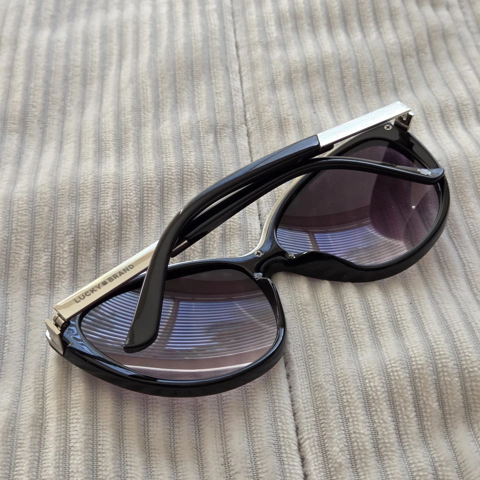 Lucky Brand ~ Topanga Sunglasses 53-20-141 Black Silver Frames Weekender Travel - Image 2 of 4