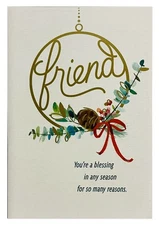 Christmas Card For Friend You’re A Blessing Gold Foil Ornament Hallmark Card NEW