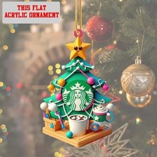 NEW Starbucks 2025 Christmas Hanging Ornament Acrylic 3.5 inch 2D Flat