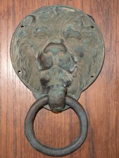 Battiporta testa di leone in ottone antico finitura rustica