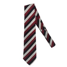 NWT Vtg. Club Room Red Black White Classic Stripe 100 Silk Tie