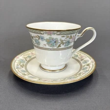 Noritake Miyoshi Footed Cup and Saucer Replacements Floral Pattern Ivory China