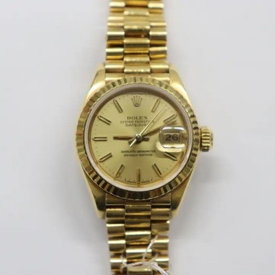 1980's Rolex 69178 Datejust President Lady's 18K Yellow Gold
