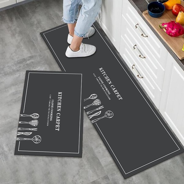 KüChenmatten Set Rutschfest Waschbar 2-Teilig 50X80 50X150 Cm FüR Home Office-image
