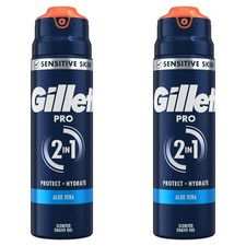 Gillette Pro 2in1 Aloe vera scented Shave Gel - 2×200ml 64.70 per litre