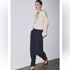 Zara Classic Navy Blue Pinstripe Women's Dress Trousers