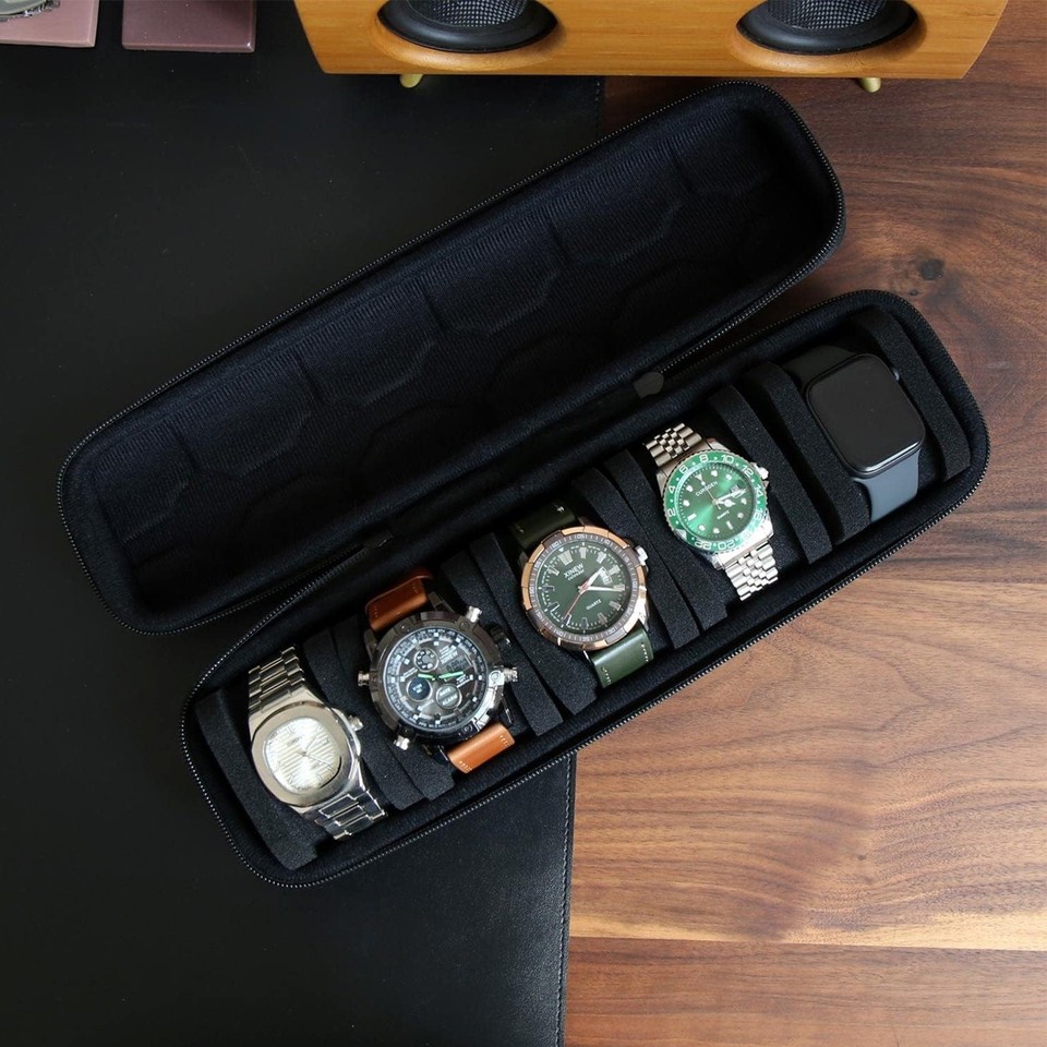 Travel Watch Roll Case 5 Slots Wristwatch Display Case Watches Storage ...