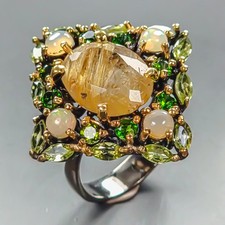 Jewelry ring Natural Rutilated Quartz Ring 925 Sterling Silver Size 8 /R449751