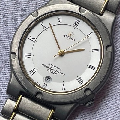 Citizen ATESSA Titanium Men's Quartz Watch 33mm Antimagnetic Used
