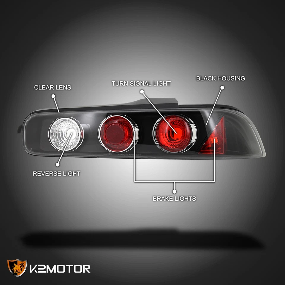 Black Fits 1994-2001 Acura Integra 2Dr Rear Brake Tail Lights Lamps Left+Right Foto 3 de 4